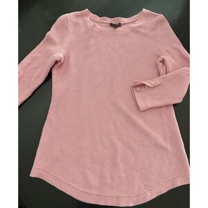 Talbots Knit Waffle Sweater Women's Petite Pink Cotton Blend Preppy Casual